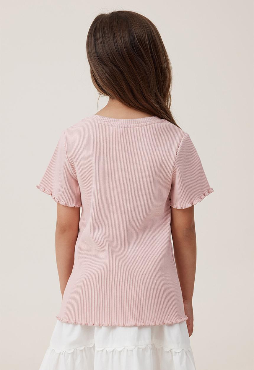 Cotton On - Raya rib baby tee - zephyr/heart diamontes