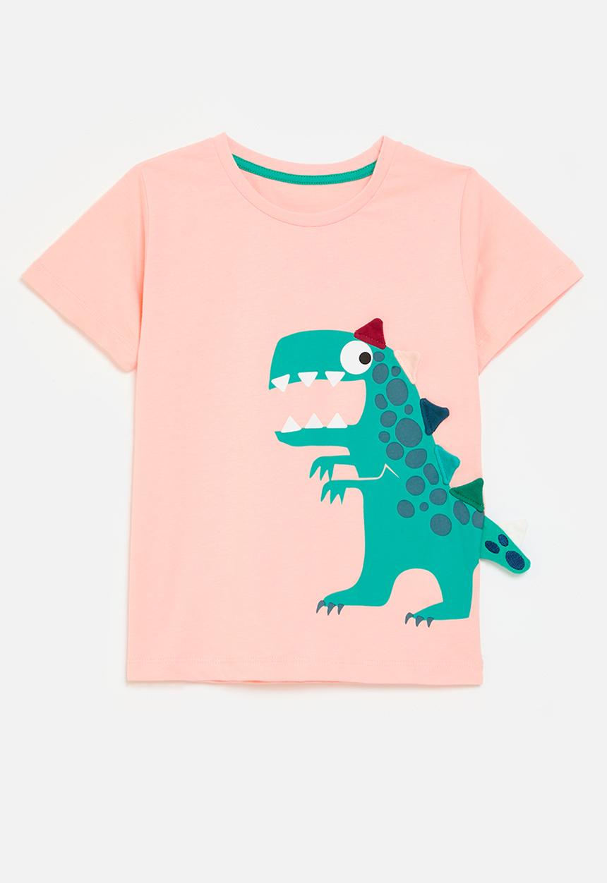 Pop Candy - Dino print crew neck tee-coral