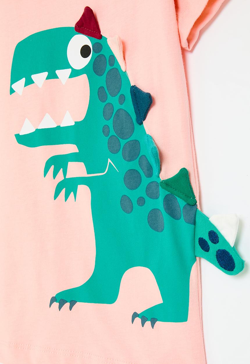Pop Candy - Dino print crew neck tee-coral