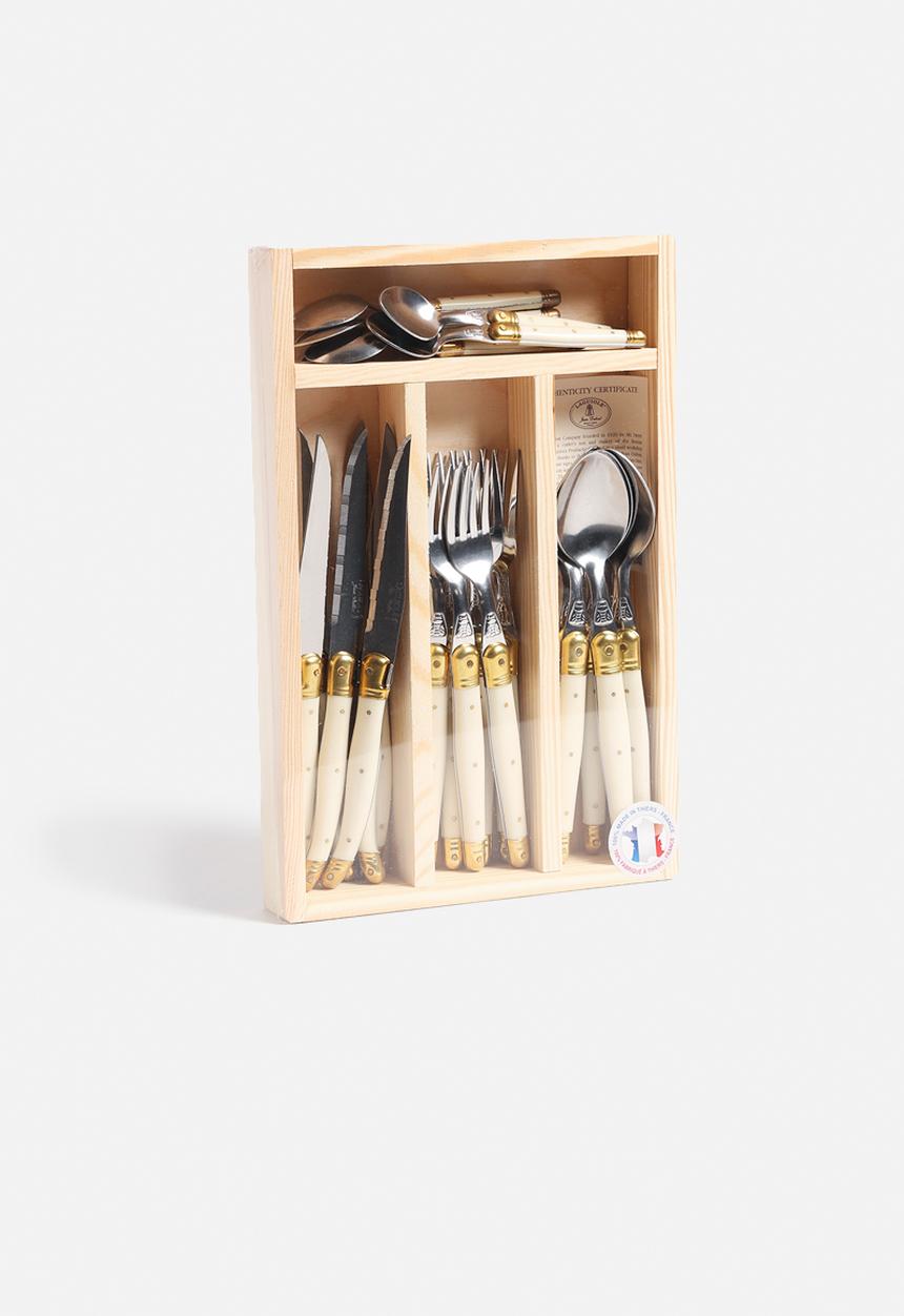 Superbalist Wine & Dine - 24 Pce Ivory Brass Cutlery Set