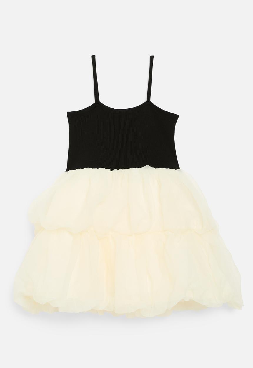 Pop Candy - Colour block tiered dress - black & white