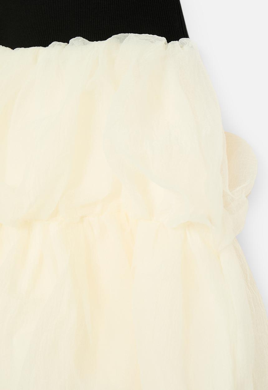 Pop Candy - Colour block tiered dress - black & white