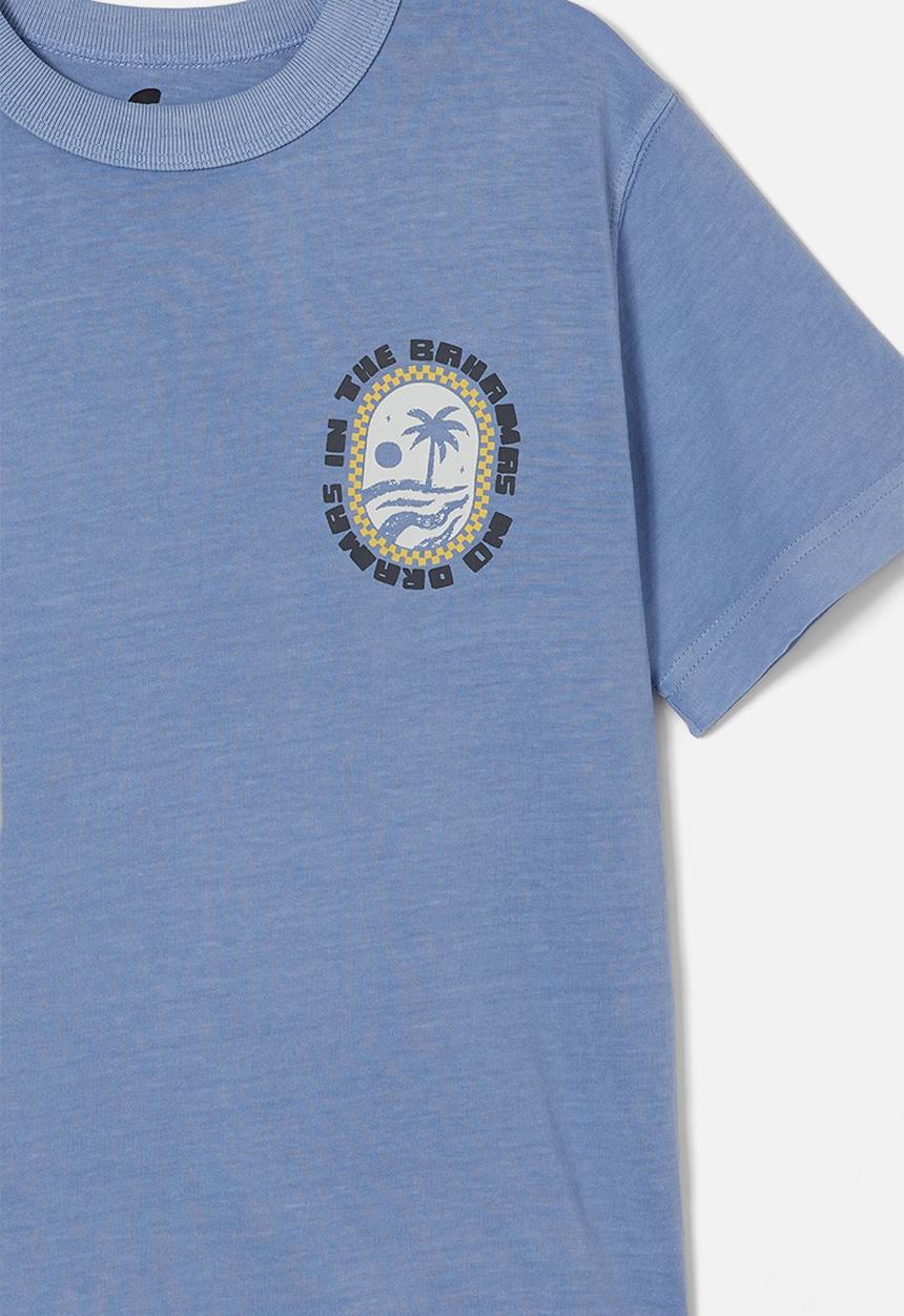 Cotton On - Jonny short sleeve graphic print tee - dusk blue
