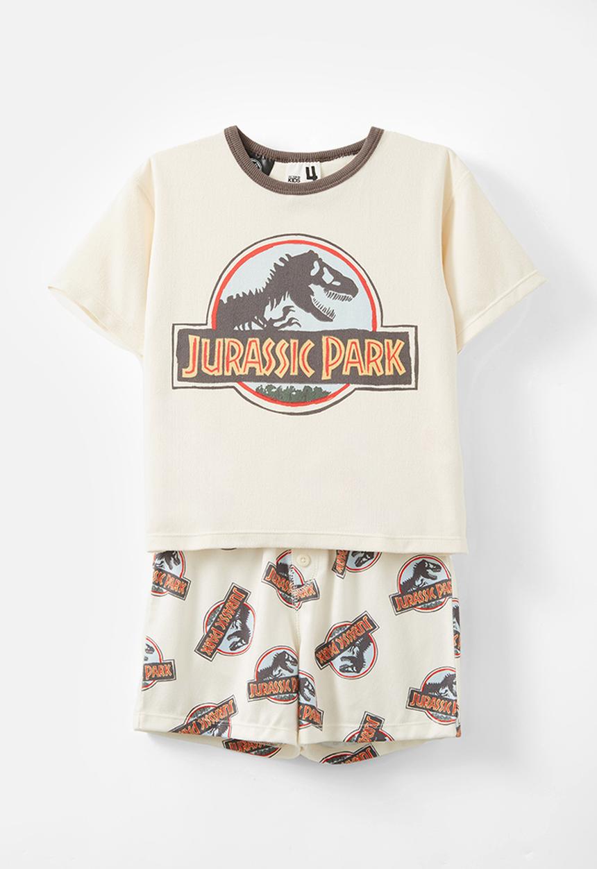 Cotton On - Damon short sleeve pyjama set license - lcn uni jurassic park/ dark vanilla
