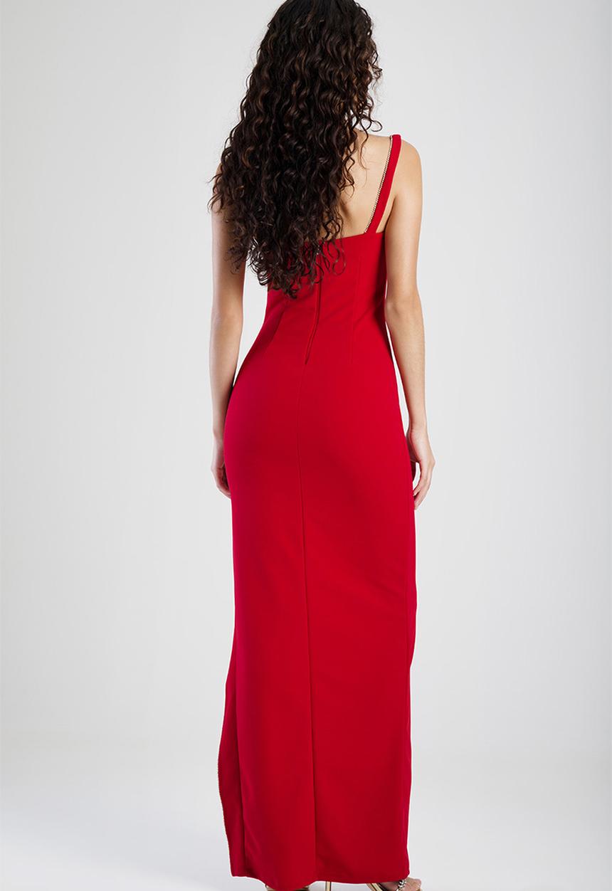 SISSY BOY - In demand: basic maxi dress with rhinestone trim - deep red