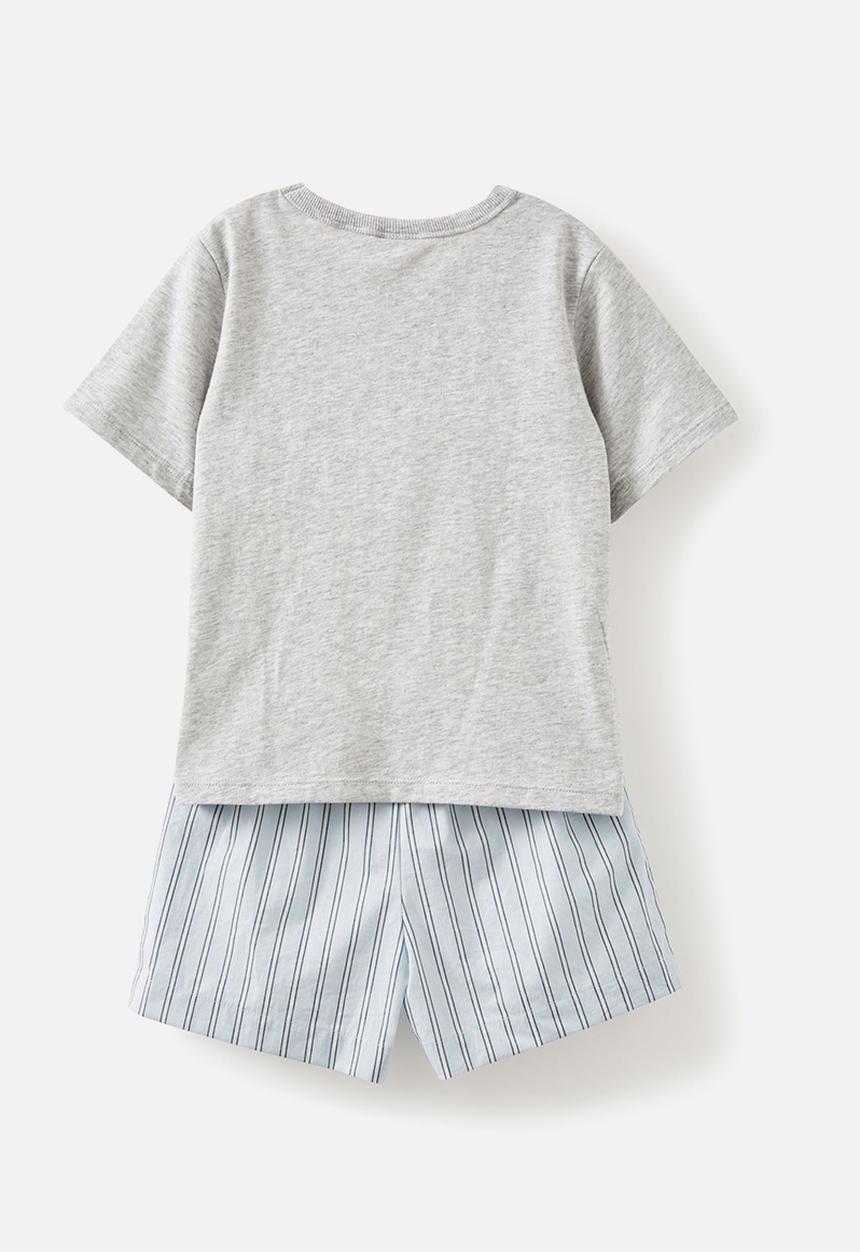 Cotton On - Kelce short sleeve pyjama set - cloud marle/ frosty blue billy stripe