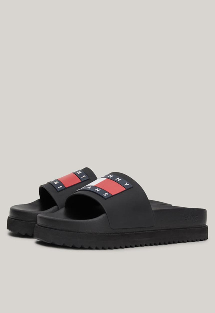 Tommy Hilfiger - Elevated flatform slide - black