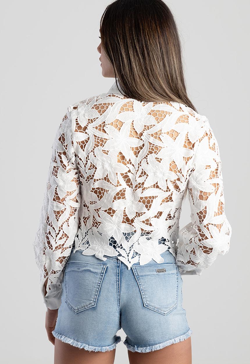 SISSY BOY - Esme: Flower Crochet Shirt. - White