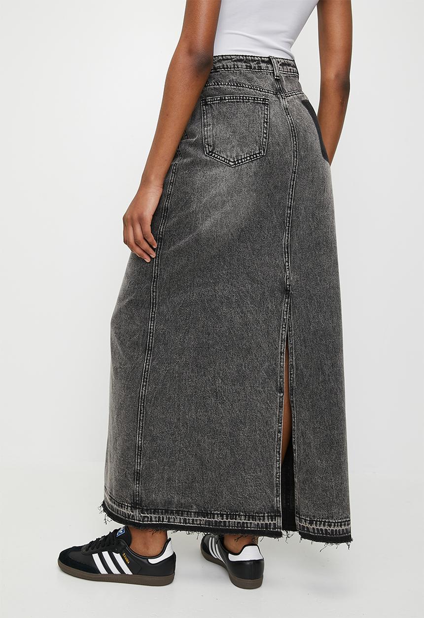 Superbalist - Column denim maxi skirt - sulphur black