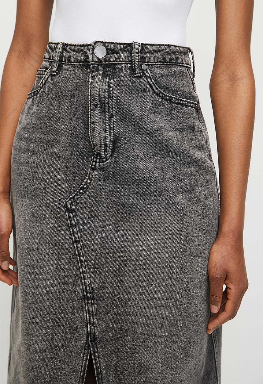 Superbalist - Column denim maxi skirt - sulphur black