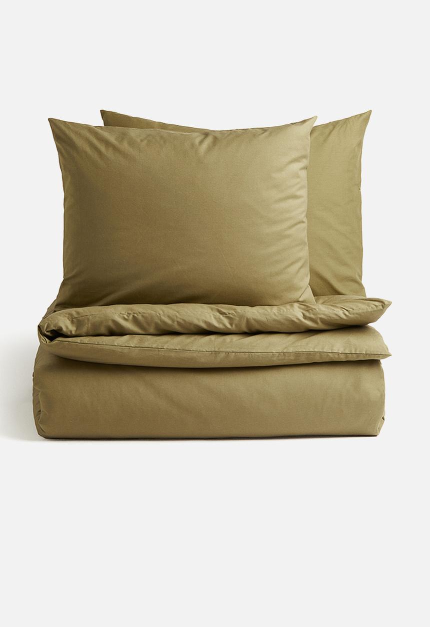 H&M - Cotton double/king duvet cover set - sage green
