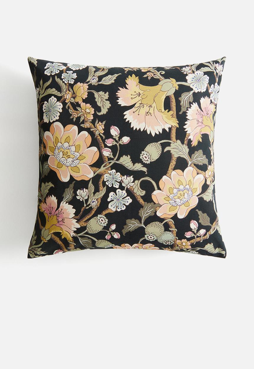 H&M - Patterned cushion cover - dark grey floral