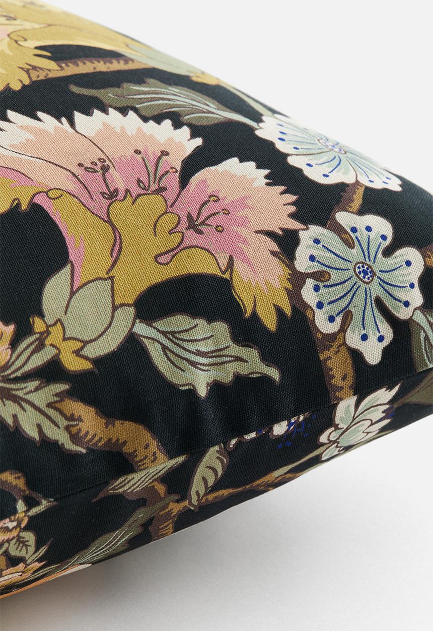 H&M - Patterned cushion cover - dark grey floral