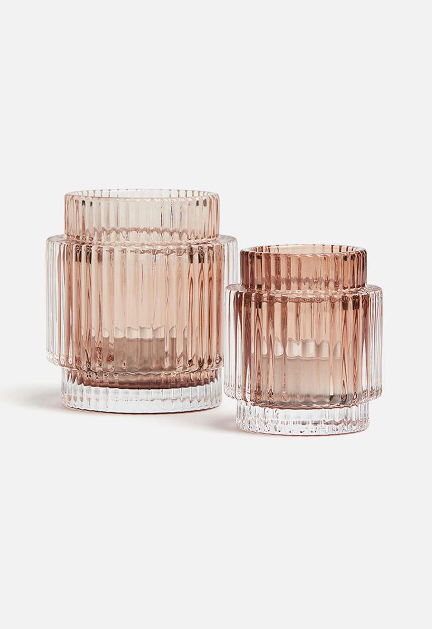 H&M - Glass candle holder - beige
