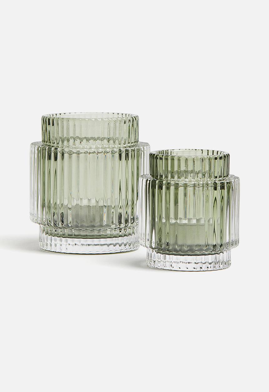 H&M - Glass candle holder - green