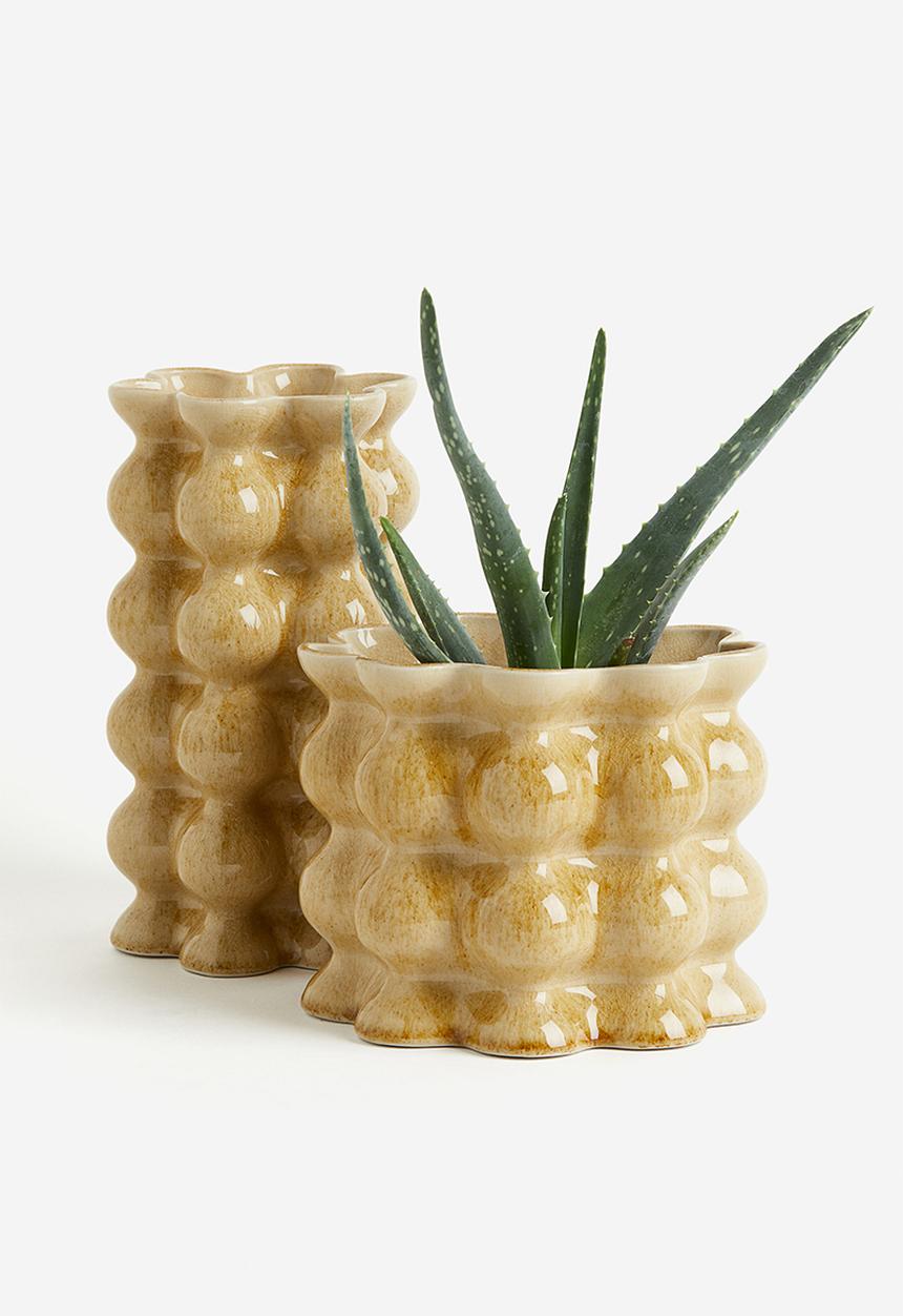 H&M - Reactive-glaze plant pot - yellow