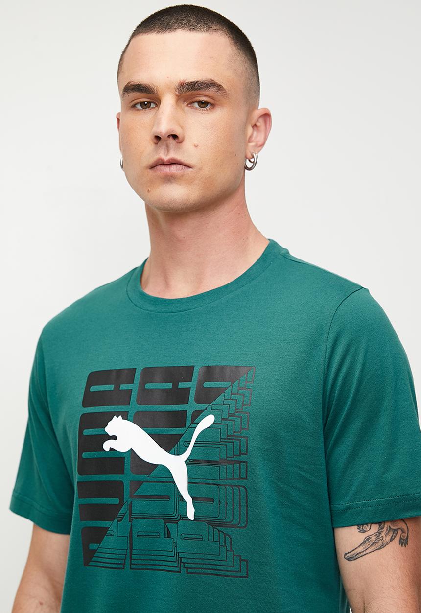PUMA - Graphics Puma Wording Tee - Cold Green