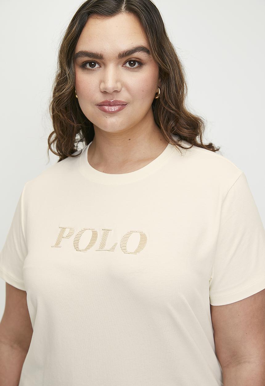 POLO - Plus Wmn Asha Embroidered Short Sleeve T-Shirt - Off White