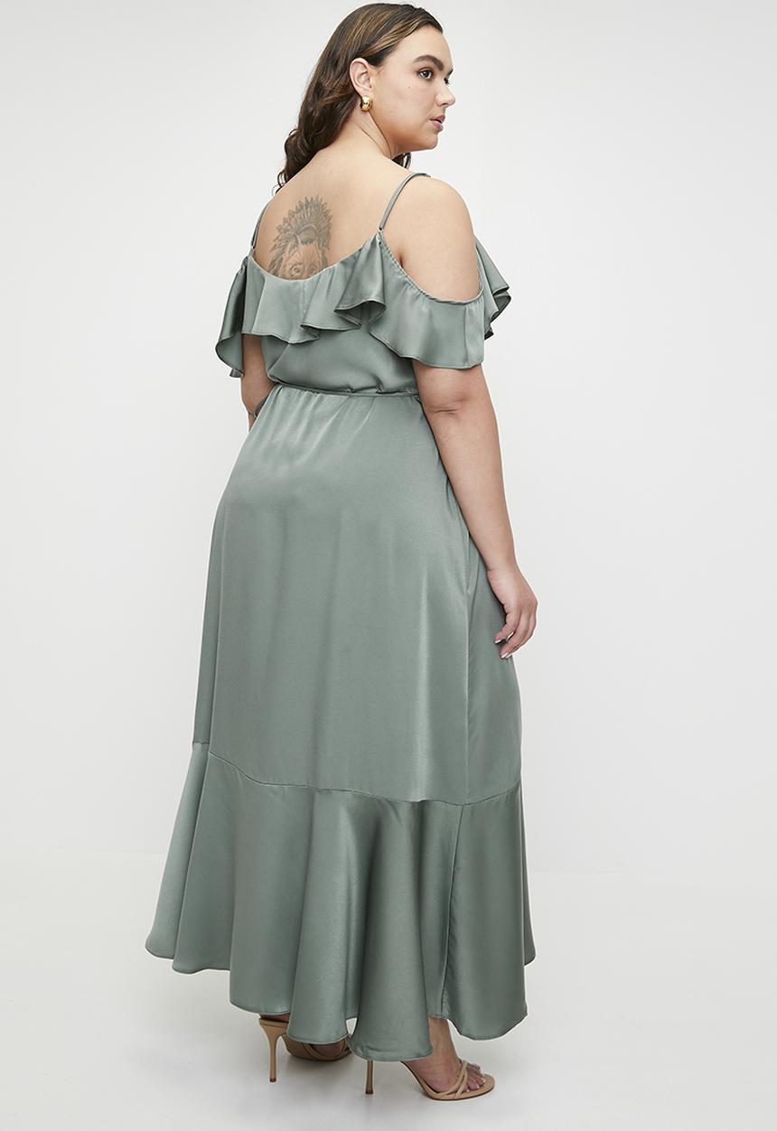 MILLA - Cold shoulder flutter wrap dress - laurel wreath