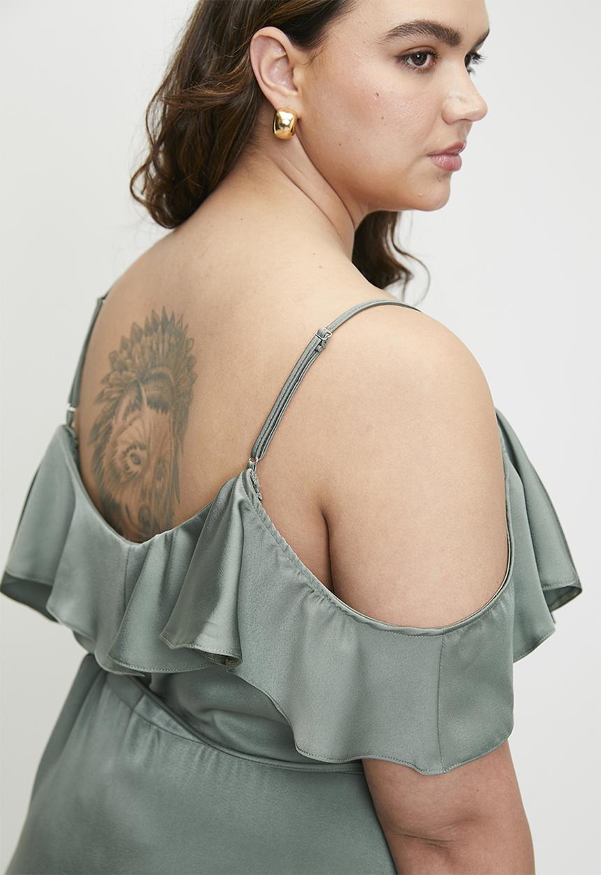MILLA - Cold shoulder flutter wrap dress - laurel wreath