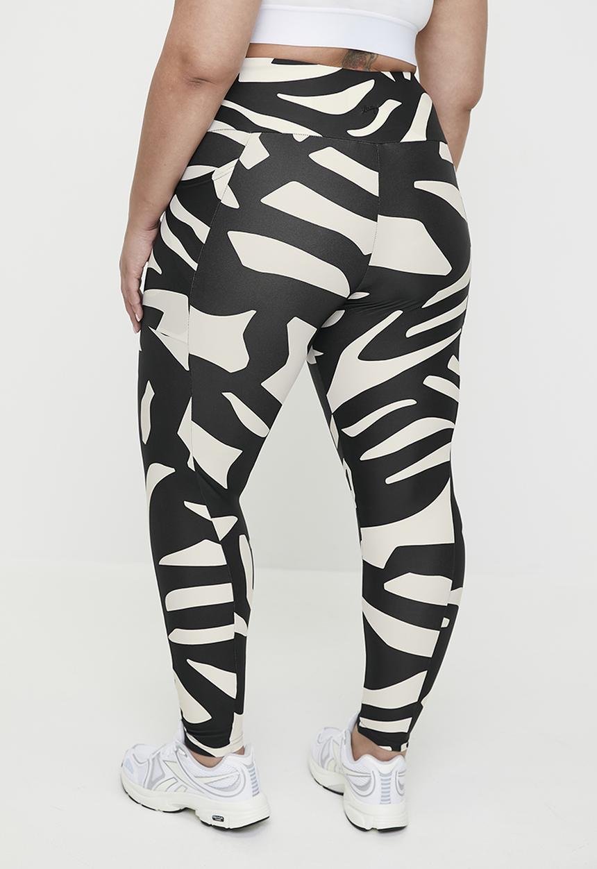 Lizzy - Plus ocarina elasticated leggings - monochrome abstract