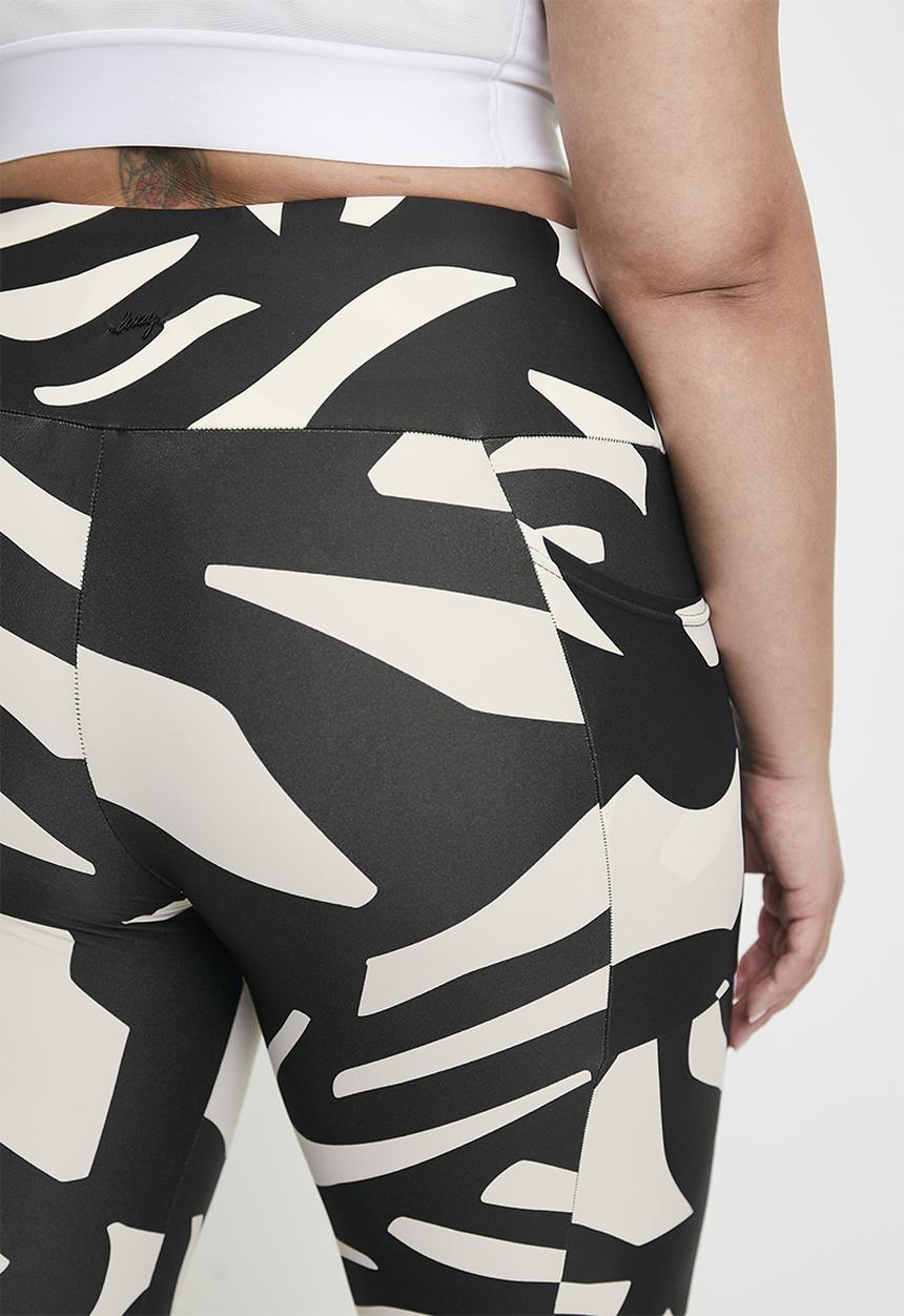 Lizzy - Plus ocarina elasticated leggings - monochrome abstract