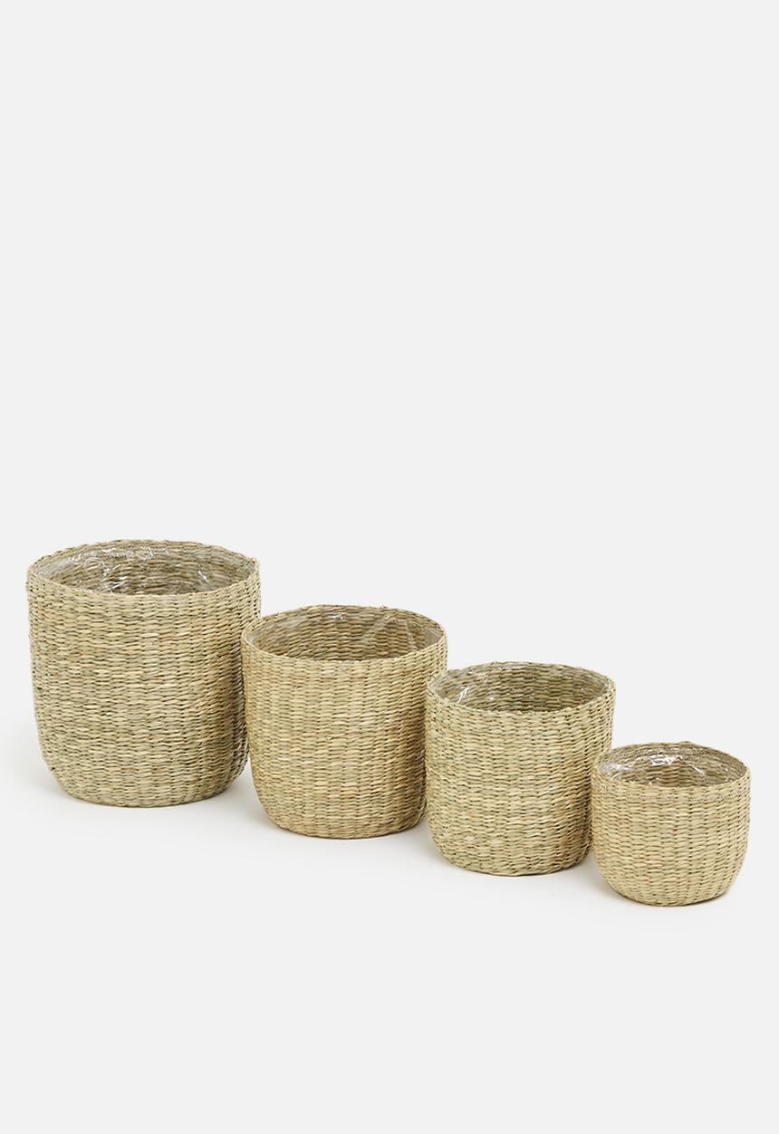 H&S - Lined planter baskets set of 4 - natural