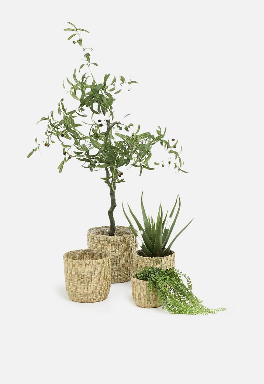 H&S - Lined planter baskets set of 4 - natural