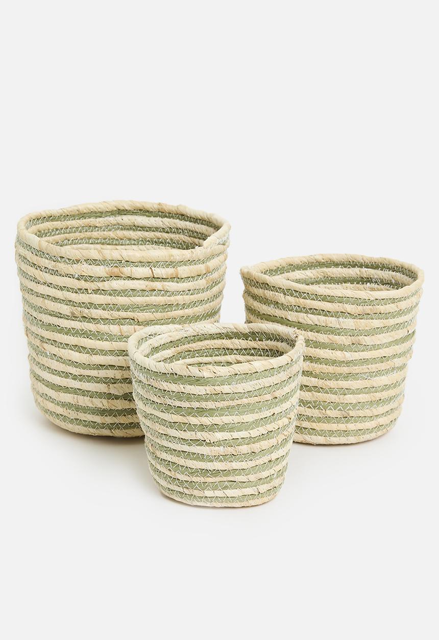 H&S - Straw Basket Set of 3