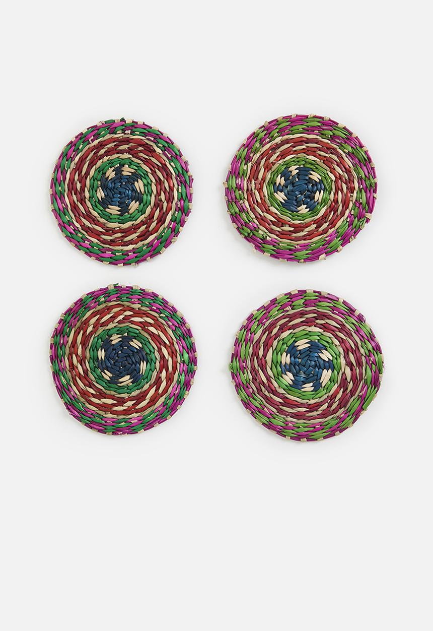 Excellent Houseware - Summer fun coaster set of 4 - Red