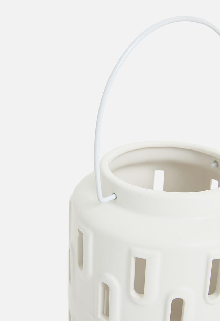 H&S - Lantern with Handle - White