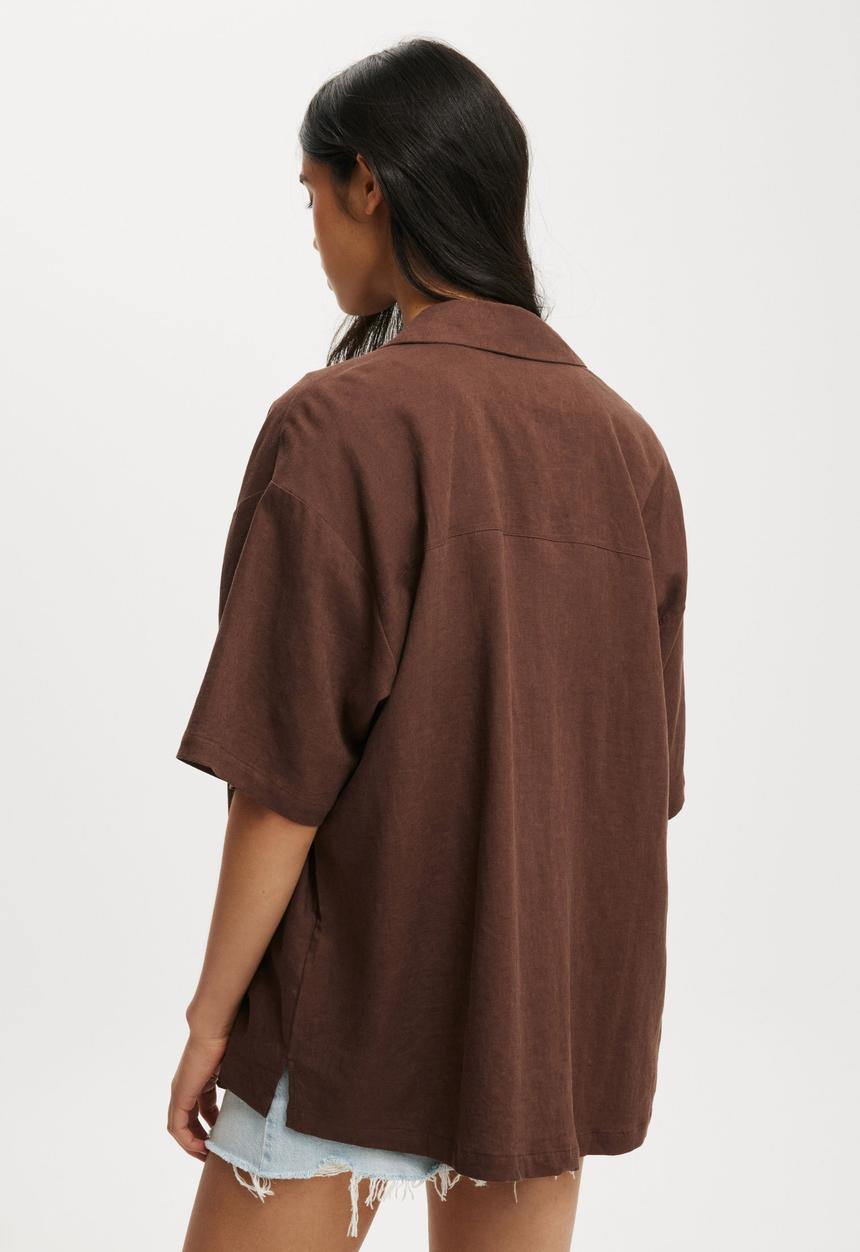 Cotton On - Haven Short Sleeve Shirt - Chocolate