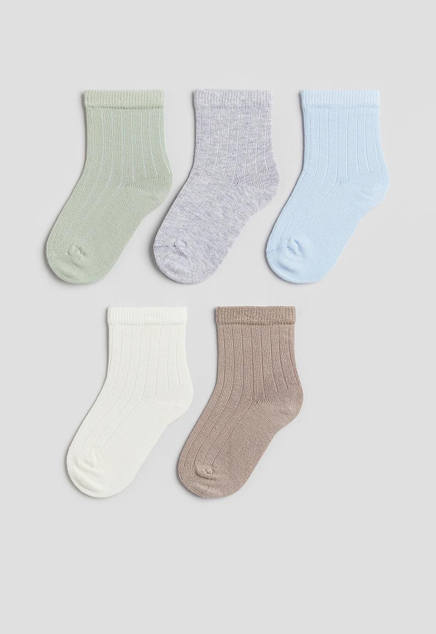 H&M - 5-Pack textured-knit socks - light green light blue