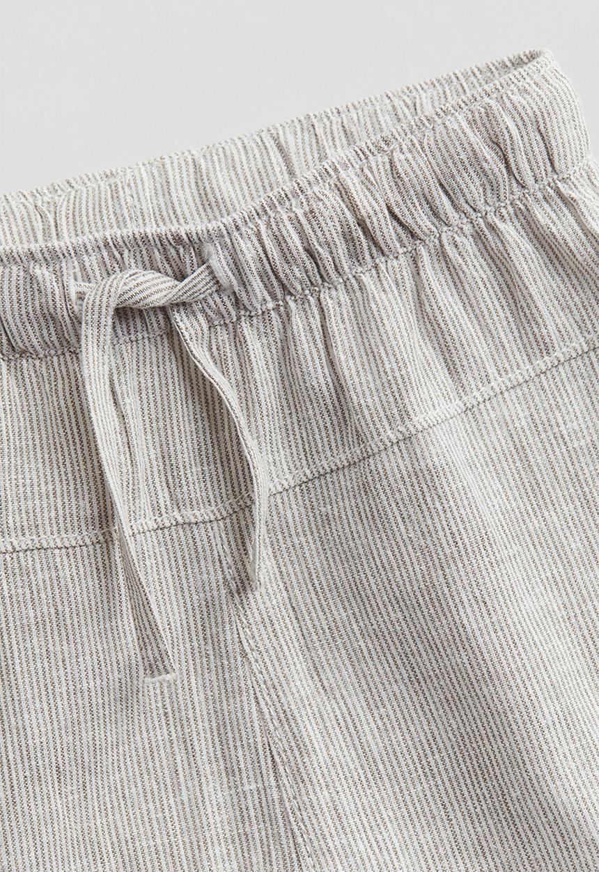 H&M - Linen-blend trousers - beige white-striped