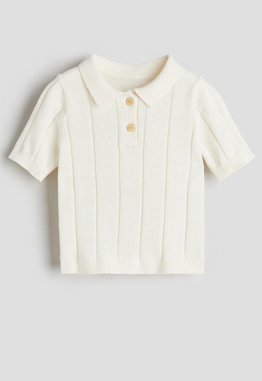 H&M - Knitted polo shirt - cream