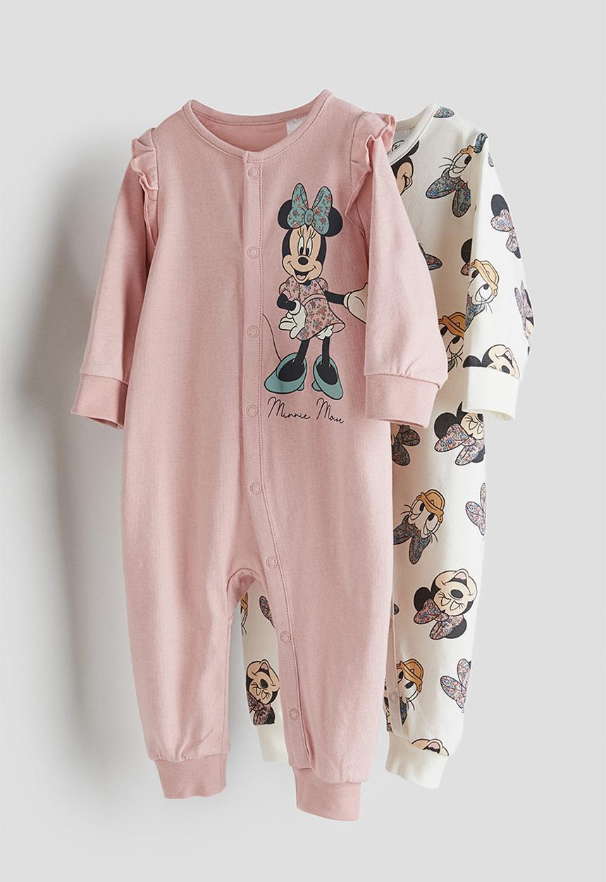 H&M - 2-Pack printed pyjamas - dusty light pink minnie mouse