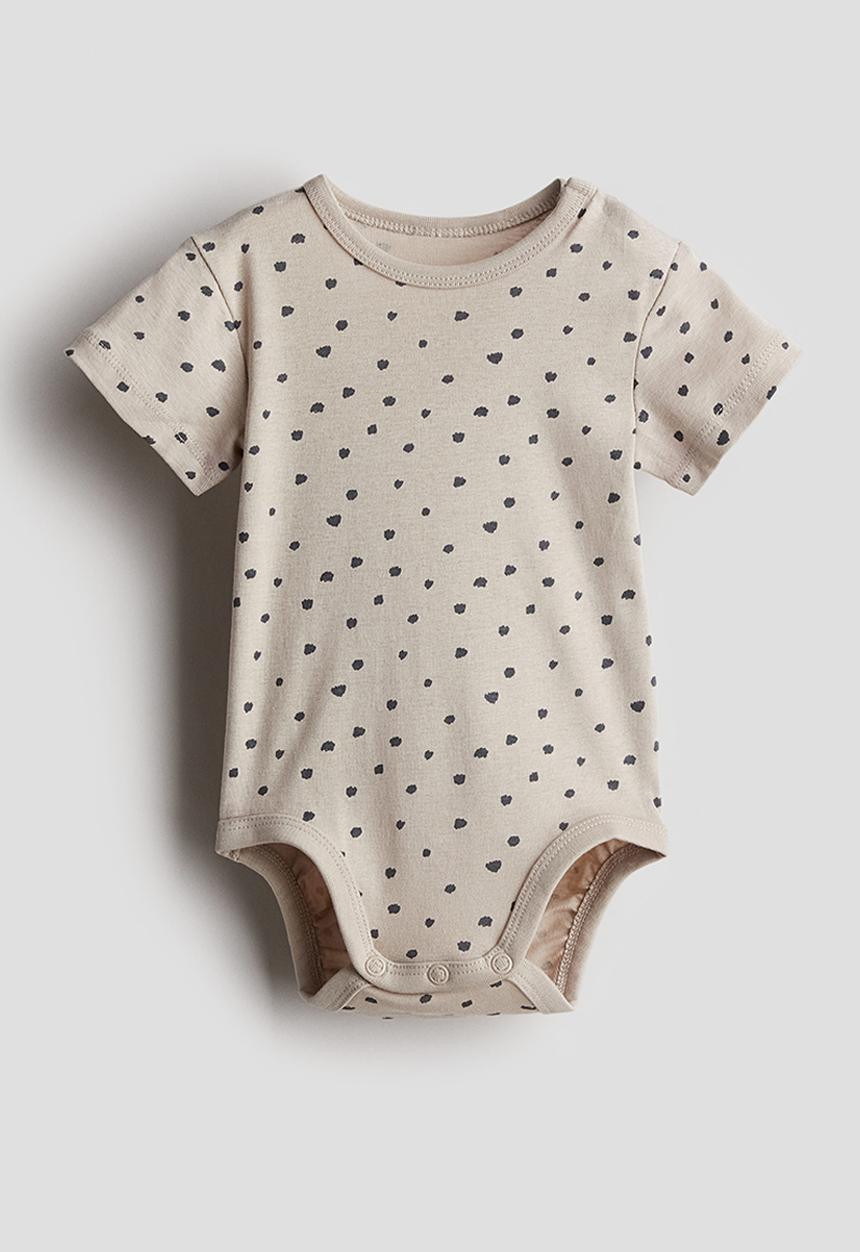 H&M - Patterned bodysuit - light beige spotted