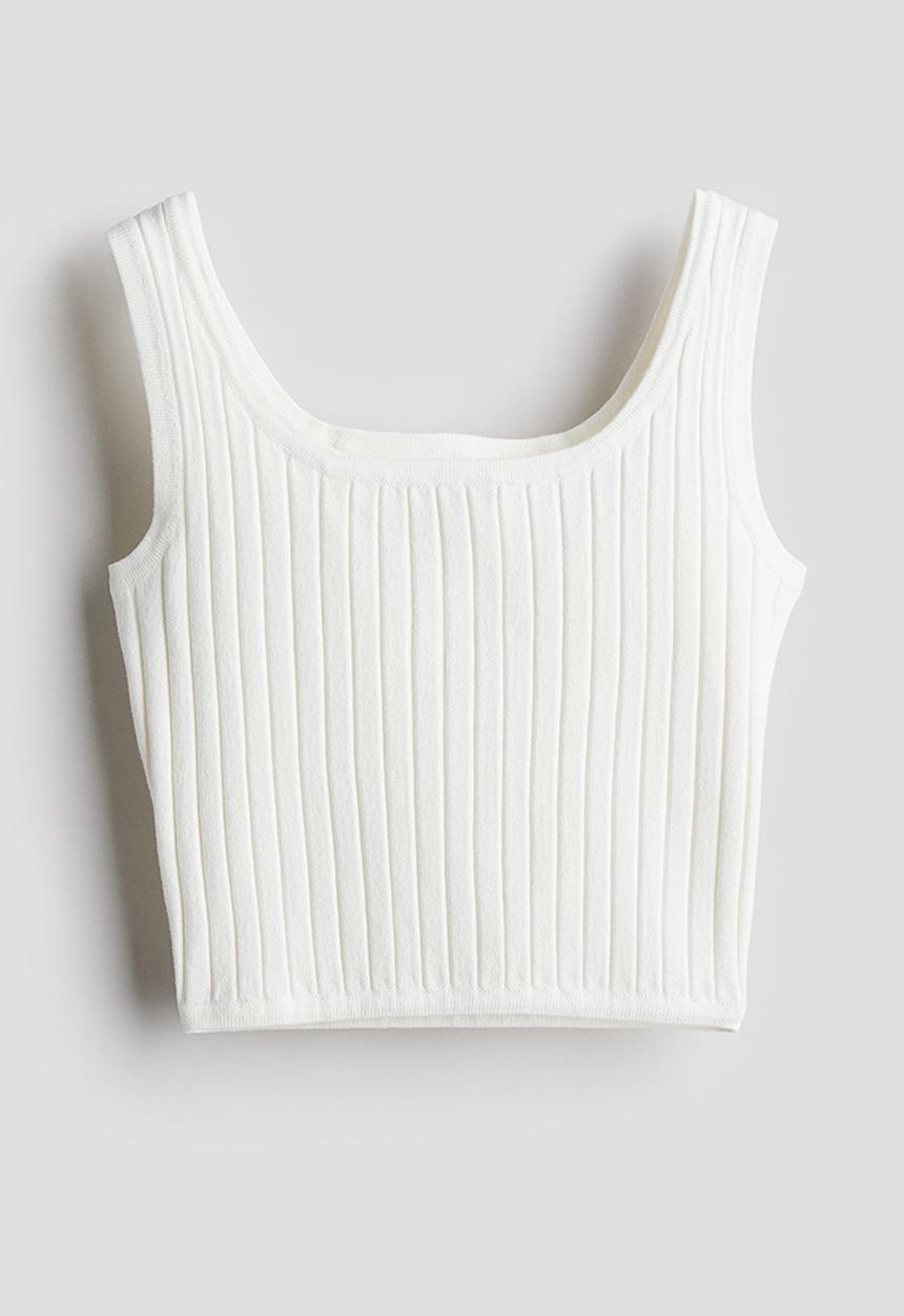 H&M - Rib-knit vest top - white
