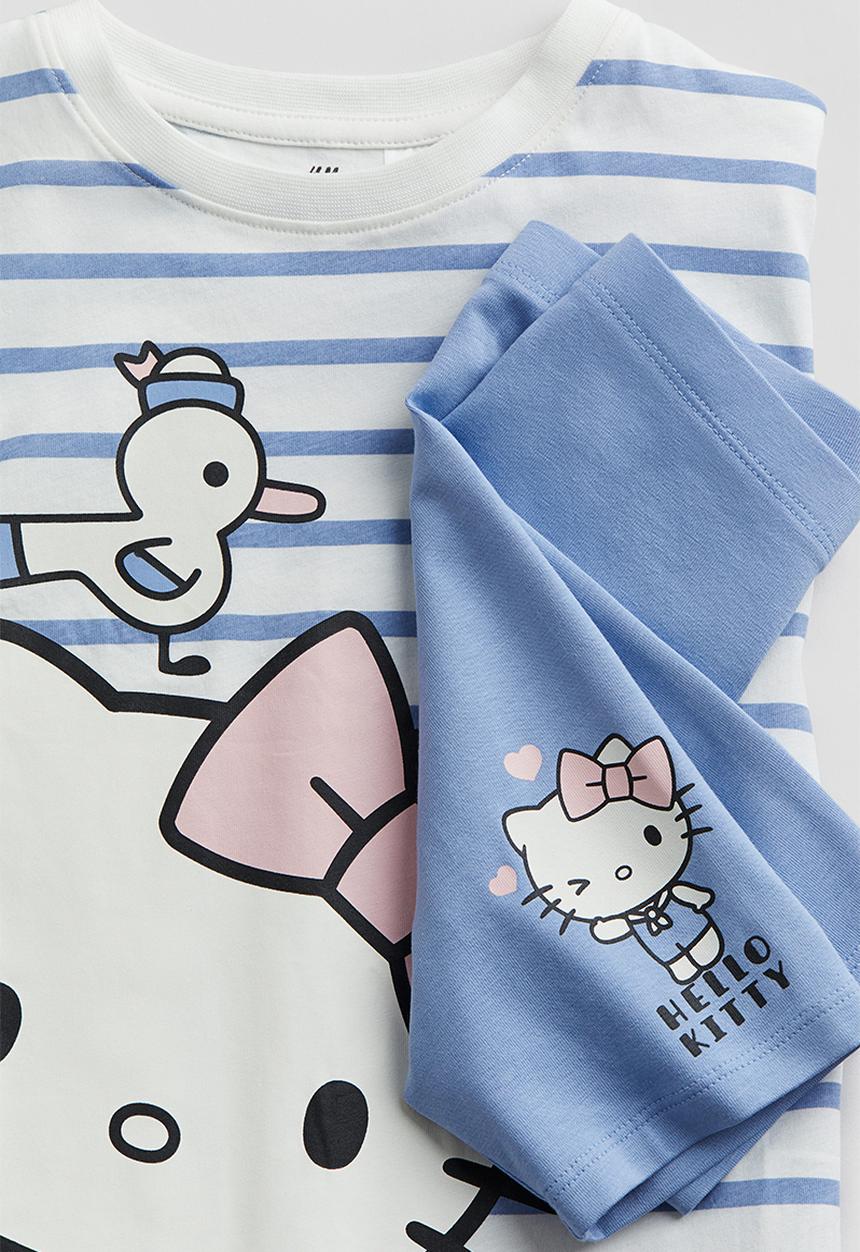 H&M - 2 piece printed set - light blue hello kitty