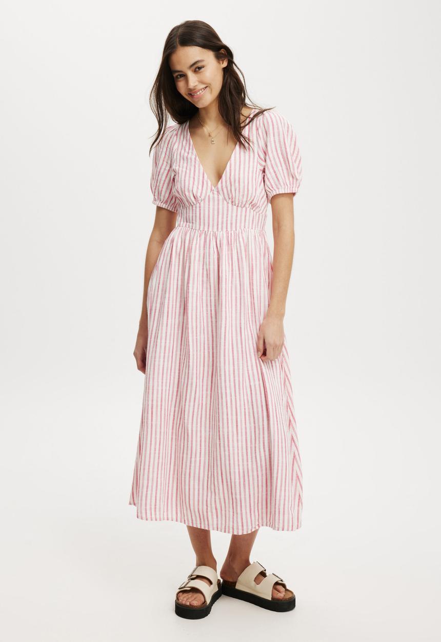 Cotton On - Tyler Maxi Dress - Red/Pink Stripe