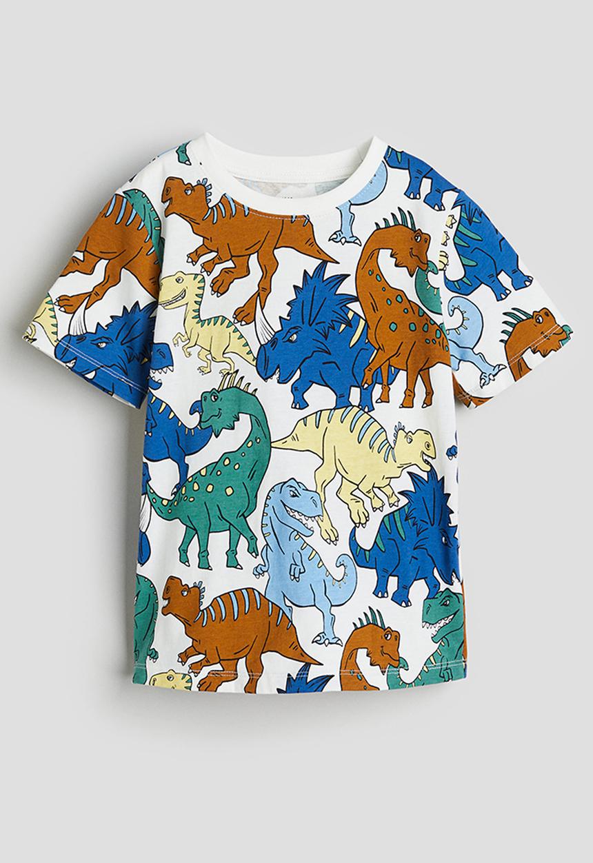H&M - Printed t-shirt - white dinosaurs