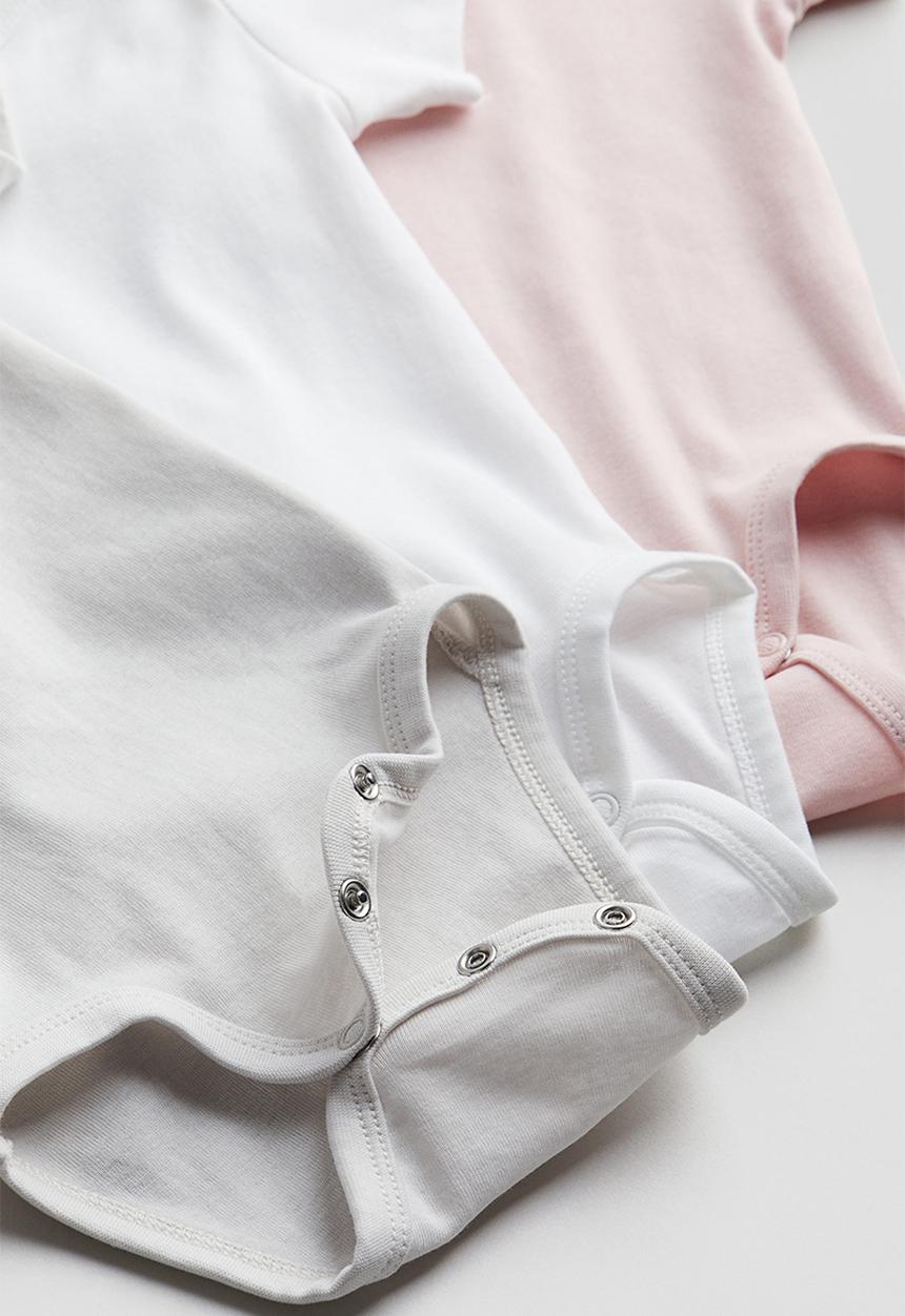 H&M - 3 pack short-sleeved bodysuits - light pink & light grey 