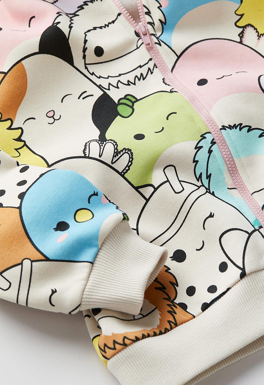 H&M - Printed zip-through hoodie - white & squishmallows