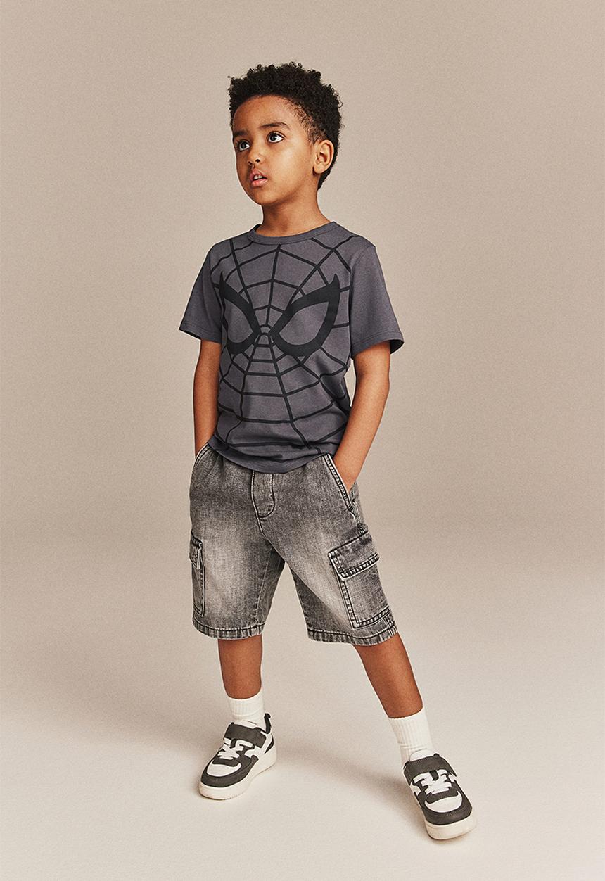 H&M - Printed cotton t-shirt - dark grey & spider-man