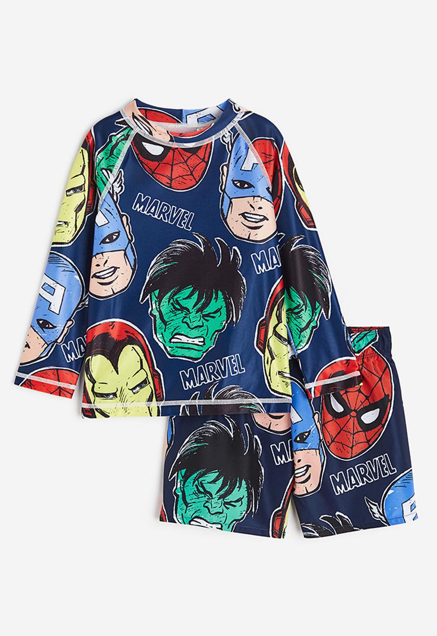 H&M - Printed swim set - dark blue marvel comics