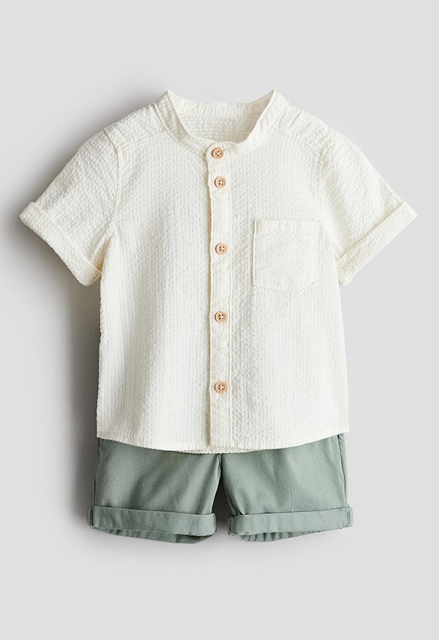 H&M - 2-Piece cotton set - dusty green & cream