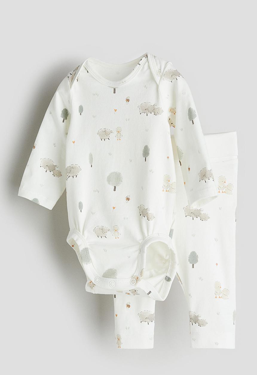 H&M - 2 piece cotton jersey set - white sheep
