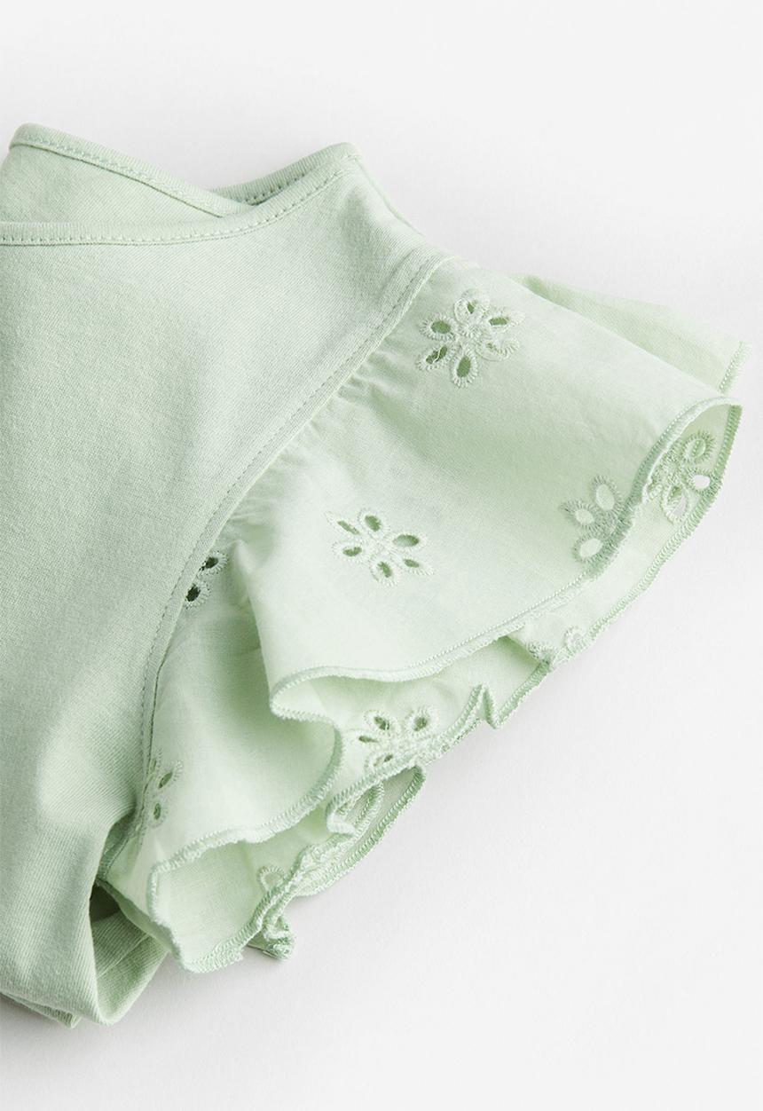 H&M - Jersey top with broderie anglaise - green