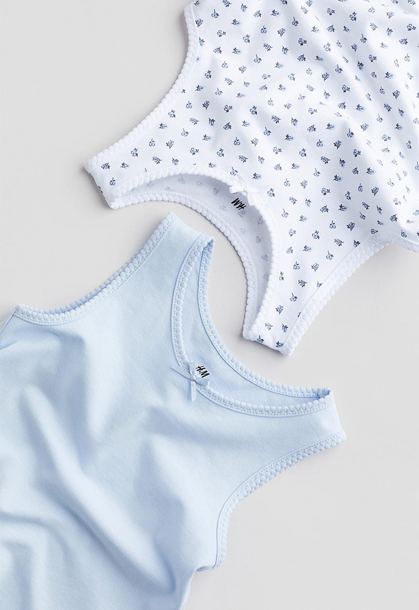H&M - 2 pack vest tops - white/floral