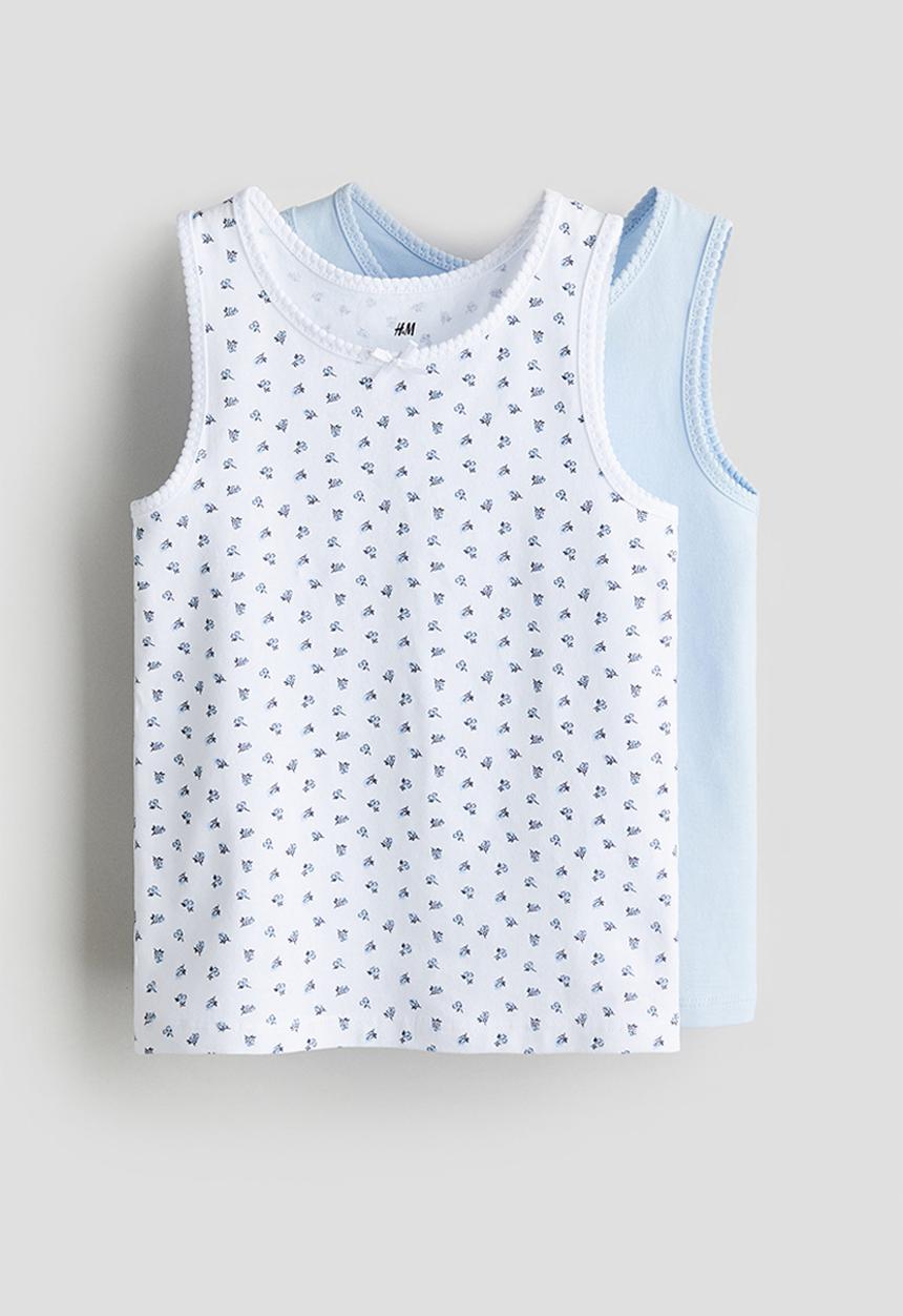 H&M - 2 pack vest tops - white/floral